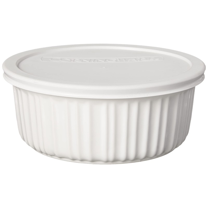 CorningWare French White 7-Pc Ceramic Bakeware Set with Lids Chip