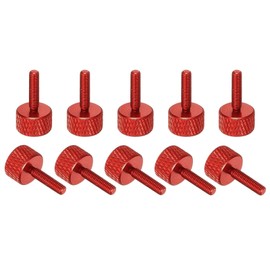 sourcing map M3x12mm Knurled Thumb Screw, 10 Pcs Aluminum Alloy Flat Knurled Head Thumb Screws Bolts Grip Knobs Fasteners for PC Computer Case, Burgundy