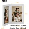 decorUhome Double 5x7 Picture Frame Vertical, Engineered Wood Bifold Photo