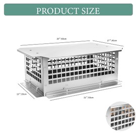 LTSEAME Chimney Cap, 13" x 21" Chimney Cover Stainless Steel Fireplace Chimney Flue Caps, Adjustable Metal Strips with Bolts Screws (13" x 21")