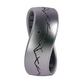 Enso Rings Etched Classic Silicone Rings - Comfortable and Flexible Design - 8mm Wide, 2.16 Thick - Nightfall - Icy Silver/Black Pearl - Size 14