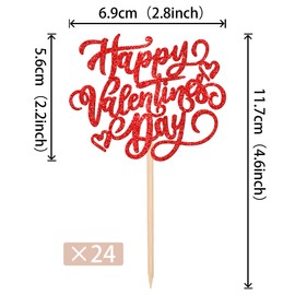 24 piezas de decoraciones para cupcakes con purpurina para el día de San Valentín, dulce amor con corazón, sé mi día de San Valentín, decoraciones para tartas de día de Galentine, para fiestas de