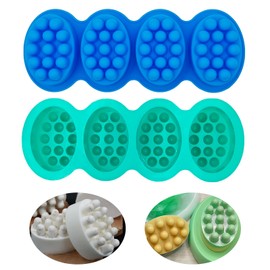 WOOPSOO 2 Pcs Massage Soap Molds Massage Silicone Molds Cake Molds for Home Handmade DIY Tray Bars Wax Melts Tool