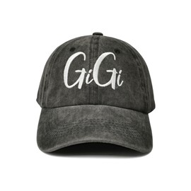 Hepandy Embroidered Gigi Hat for Women, Gift for Mother Mom, Washed Black Embroidery Distressed Ponytail Hat Baseball Cap