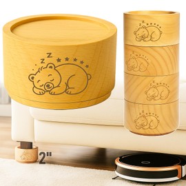 Anfu Furniture Feet, Solid Wood Furniture Raisers with Sleepy Bear Pattern, 2" Stackable Non-Slip Heavy-Duty Wooden Sofa Bed Frame Legs (Beige, 2inch)