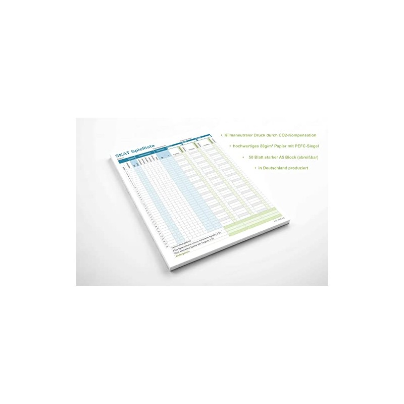 PICTALOO Skat Pad DIN A5, Easy to Read and Clearly
