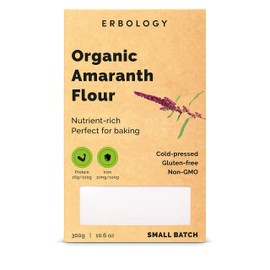 100% Organic Amaranth Flour 300g - Rich in Fibre, Protein and Minerals - Made from 100% Cold-Pressed Amaranth Grain - Vegan and Gluten-Free - Non-GMO - Recyclable Packaging