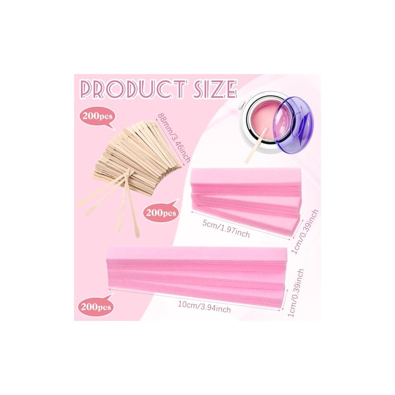 Leelosp 600 Pcs Waxing Kit Includes 400 Wax Paper Cloth