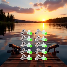 10 Pcs Silver Fishing Rod Bells Double Bell 1.89 Inch Green Galvanized Fish Bite Alarm Portable Reusable Bite Indicator for Night Fishing Bite Indicators,Fishing Tools