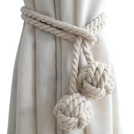 ILLIDAN Curtain Accessories, Set of 2, Rope Type, Curtain Tassel, Cotton Thread, Hand-woven Curtain Tieback Decoration, Rope Tassel, Window Treatment, String Fastening, Buckle Holder, Stylish,