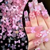 100pcs Pink Bow Flower Nail Charms for Acrylic Nails, 3D