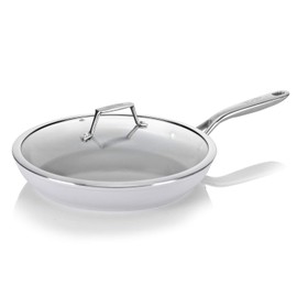 TECHEF - CeraTerra 12" Ceramic Nonstick Frying Pan Skillet with Glass Lid, (PTFE, PFAS, and PFOA Free), Dishwasher Oven Safe, Stainless Steel Handle, Induction-Ready, Made in Korea (12-in with Lid)