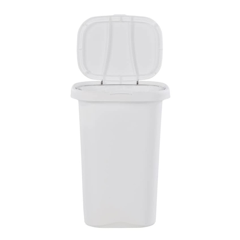 Rubbermaid Spring Top Lid Trash Can, 13-Gallon, White Plastic Wastebasket/Garbage
