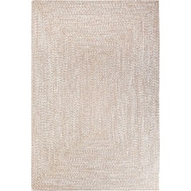 Superior Indoor Outdoor Braided Area Rug, Reversible Dual-Tone Home Floor Decor for Kitchen, Entryway, Patio, Front Porch, Deck, Modern, Boho, Farmhouse Style, 4' x 6', Latte/White