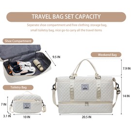 Travel Duffle Bag,Weekender Bags for Women with Shoe Compartment & Wet Pocket, Carry on Overnight Bag with Toiletry Bag, Gym Duffel Bag Hospital Bags for Labor and Delivery (Pink)