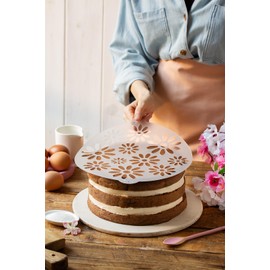 Decora 9270951 Stencil decorativo Margherite, Dim. Ø 25 Cm, in plastica per alimenti; per realizzare disegni su torte, dolcetti e biscotti. Made in Italy