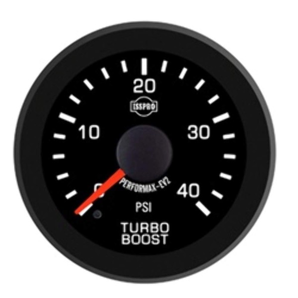 ISSPRO R17333 EV² Electronic Turbo Boost 0-40 - Full Kit, Black Face, Red Pointer, Green Backlight, Black Bezel, Black