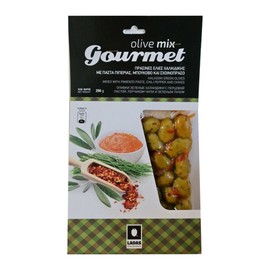 Ladas Gourmet Kalamon Olives From Greece Mixed with Chives, Pepper Paste and Boukovo- 250g/8.5oz