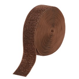 MECCANIXITY Metallic Glitter Velvet Ribbon 1 1/2" x 10 Yard Single Face Sparkle Ribbon Gift Wrapping with Gold Powder Brown