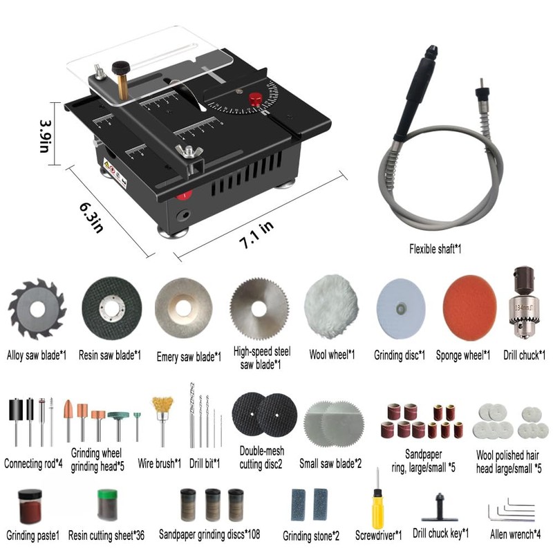 Mini Table Saw with 200W Pure Copper Motor, Mini Multi