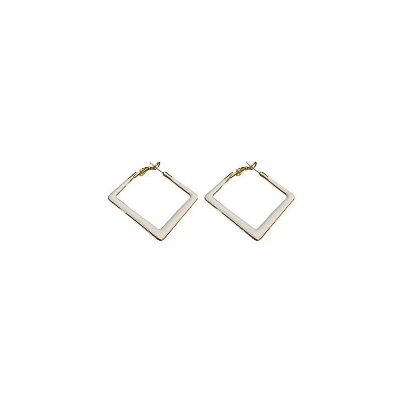 Big Square Geometric Hoop Earring Multicolor Enamel Round Dangle Drop