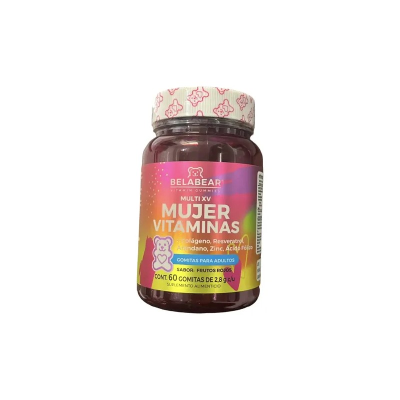 Belabear Multi Vitaminas Mujer Gomitas Gluten Sabor Frutos Rojos 60pz