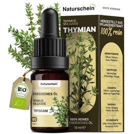 Organic Thyme Oil 10 ml [100% Natural Pure] | Essential Oil with Natural Thymol Content | For Aromatherapy, Skin Care & Kitchen | Organic Certified & Versatile (Thymus Vulgaris)