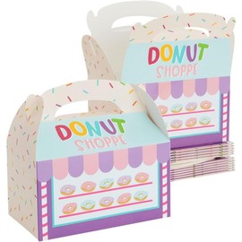 24 Pack Donut  Boxes with Handles for Goodies, Donut Grow Up Birthday Party Supplies (6 x 3.3 x 3.6 In)