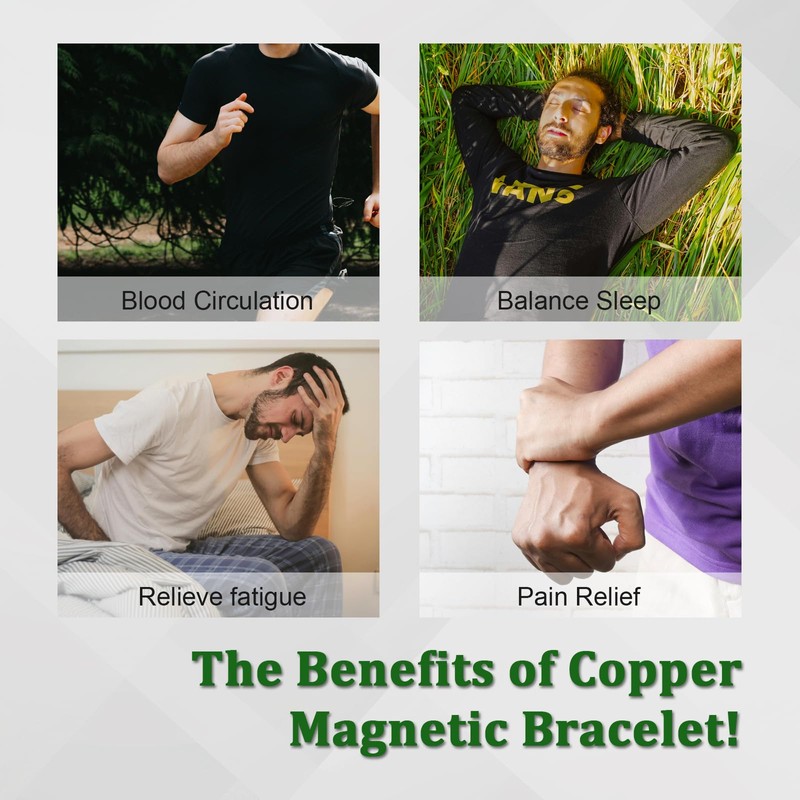 Copper Cross Bracelet for Men, Ultra Strength Magnetic Jewelry, Rice-Ear