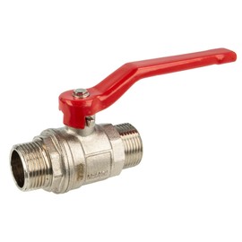 tecuro Ball Valve, Male Thread G 3/4 Inch (DN 20) on Both Sides, Long Steel Lever, Nickel-Plated Brass