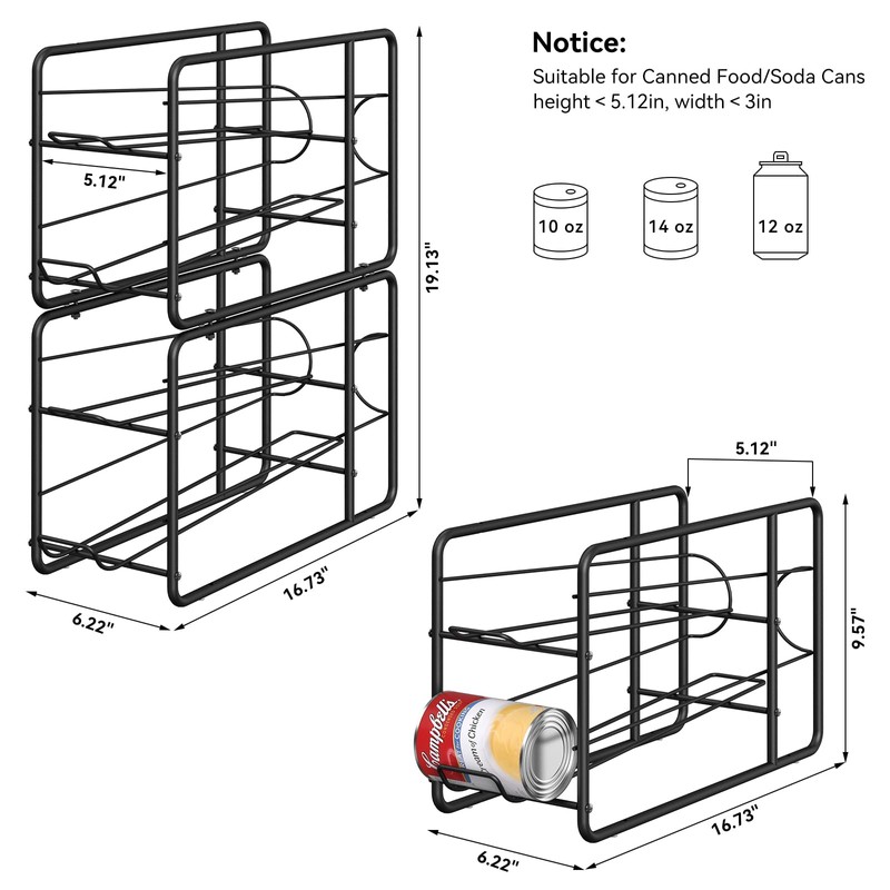 MOOACE 4 Pack Can Dispenser Rack, Stackable Can Storage Organizer