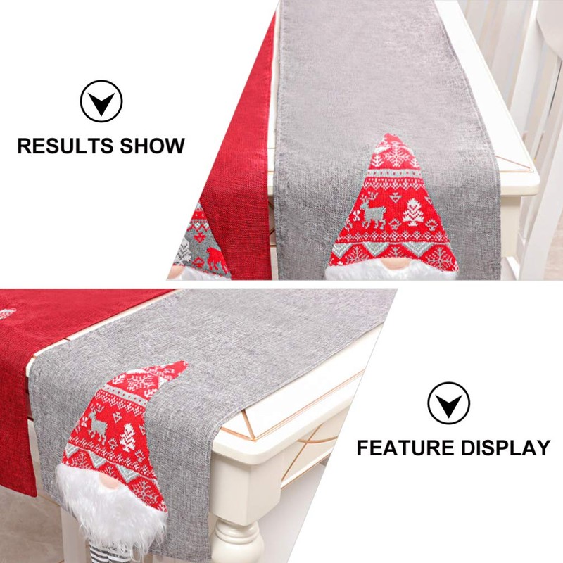 TOYANDONA Christmas Table Runner Santa Gnome Table Runner Christmas Table