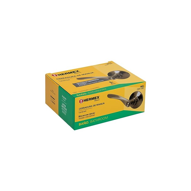 Hermex Basic CEMA-2BB Cerradura Basic manija, cil metal, baño, latón
