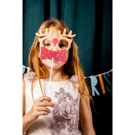 Folat 63779 Photo Booth Accessories Holly Jolly 12 Pieces Christmas Colours Christmas Accessories, Photo Props, Glasses Christmas, Xmas Party Photo Supplies, Multicoloured