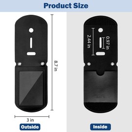 SITHON Police Badge Holder, Universal Badge Holder with Clear ID Window, Inside Card Slot and Stainless Bead Chain Necklace, Hook and Loop Closure Badge Holster for Law Enforcement Officer (Rectangle)