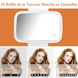 Espejo de Tocador para Coche, Espejo Tocador led para Coche Recargable, Espejo de maquillaje de pantalla táctil, 3 Modos de Luz, General Motors, Regalo Ideal para Damas