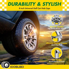 IOOBLBEI (4-Pack) Premium 8" Golf Cart Hub Caps, Hubcaps & Wheel Rim Covers, 6-Spoke Design for Club Car, EZGO, Yamaha (Excludes RXV Models) - 8 Inch Set, Abs,Steel, Acrylonitrile Butadiene Styrene