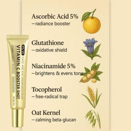 Vitamin C Booster Shot Serum, Vitamin C Serum for Face with Glutathione, Niacinamide and Vitamin E for Dark Spot Care, Eye Cream for Dark Circles, Fine Lines & Wrinkles,Anti-Aging Korean Skincare 30ml