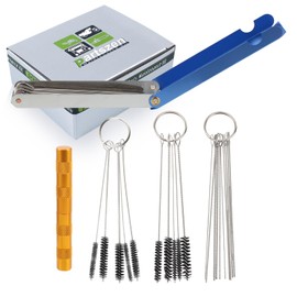 partszen Carburetors Carbon Dirt Jet Remove Cleaner Tool Kit Torch Tip Cleaner Wires Tool Set Nylon Brushes Cleaning Needles Stainless Steel Wrench Tool Kit for ATV Moped Welder Carb