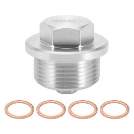 A ABSOPRO Oil Drain Plug Anti Leakage Oil Pan Drain Bolt Screw Thread Repair Aluminum Alloy Silver Tone 1 Set M24x1.5