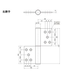 中西産業 ステンレス旗丁番R 127x55 5KJ-3t-3AR