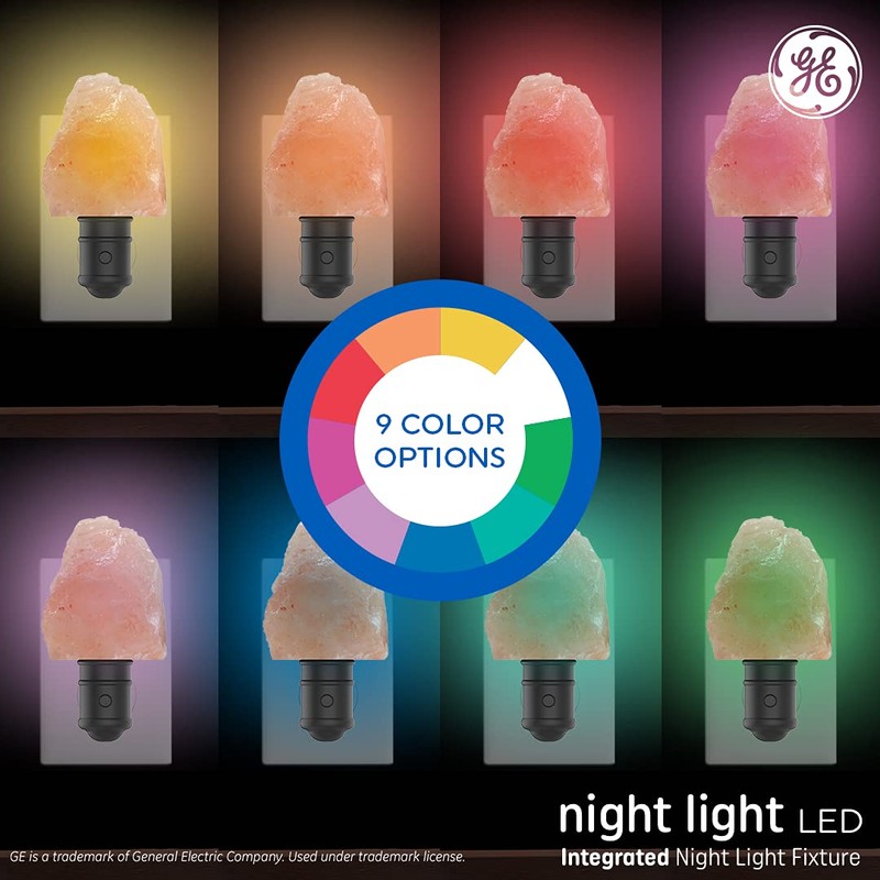 GE Lighting Himalayan Salt Lamp, LED Night Light, Color Changing,
