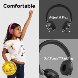 LilGadgets Untangled Pro Premium - Auriculares inalámbricos Bluetooth para niños (varios colores disponibles), Doodles lejanos