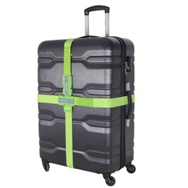 Vigorport Luggage Straps with Stretch Part, Suitcase Belt TSA Approved with Adjustable Quick-Release Buckle to Keep Your Suitcase Secure While Traveling (41''-78''Long, Green-2PK)