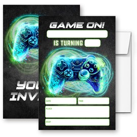 LoaHak Video Game Party Invitation , Video Game Birthday Invitation Digital, Video Game Theme Birthday Party Invitation Cards. (046)