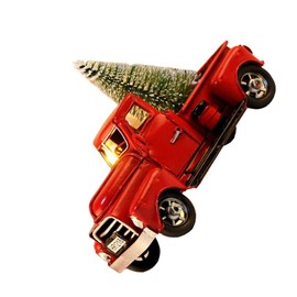 NUOBESTY - Decoración para Camiones de Navidad, Color Rojo Vintage con Mini árboles de Navidad, Adornos de Metal, camioneta, Modelo de Coche para decoración de Mesa de Navidad