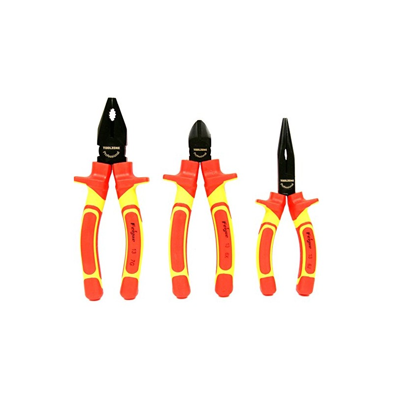 3Pc Professional Electrician VDE Pliers Set Insulated Grip Wire Cutters