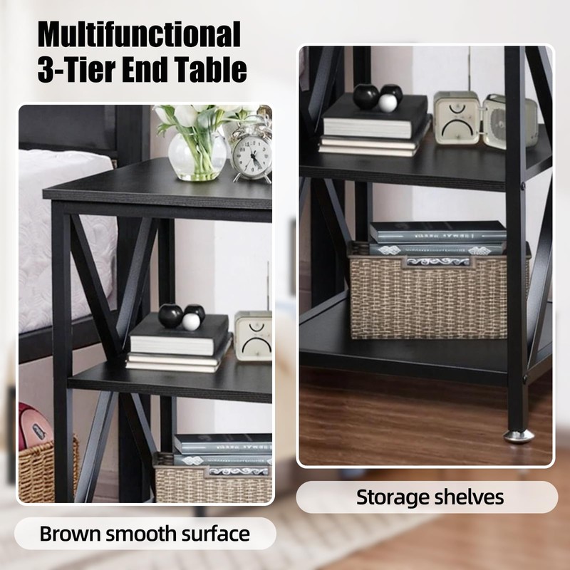 TooCust Square End Table with Storage Shelf, 16" D X