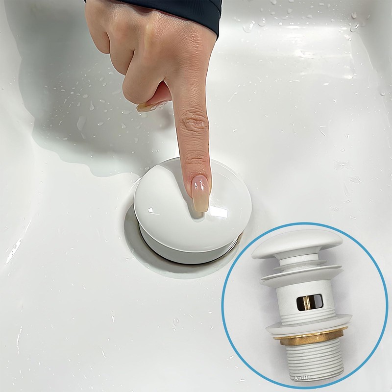 Antfly Pop-Up Drain Set for Ceramic Sink with Overflow, Drain