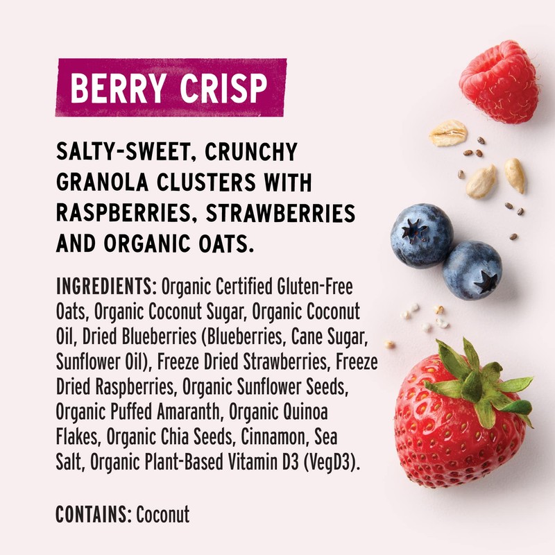 Purely Elizabeth, Berry Crisp, Ancient Grain Granola with Vitamin D,
